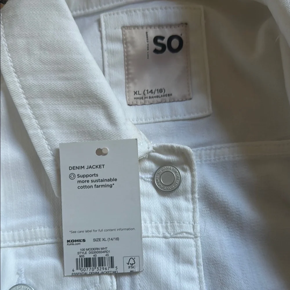 SO® Essential Denim Jacket Girls Size XL (14/16) or Women’s Size S, NWOT - Picture 13 of 13